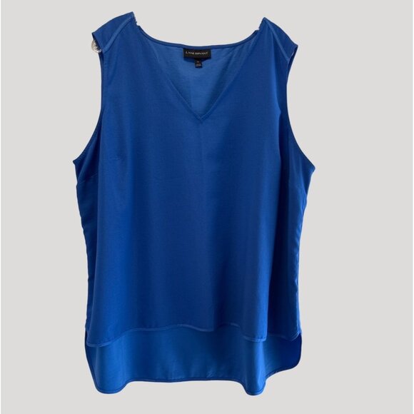 Lane Bryant Women’s Classic  Hi Low V- Neck Sleeveless Top Blue Size 22 - Picture 1 of 6
